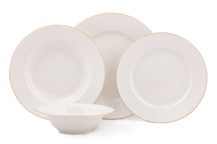 Hermia Vajilla de 24 piezas BNIRN24Y2520 en Blanco y Oro